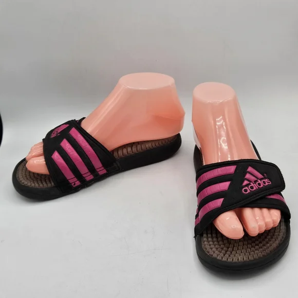 Adidas adissage hot pink and black slipon slide sandals size 4 - Picture 2 of 15